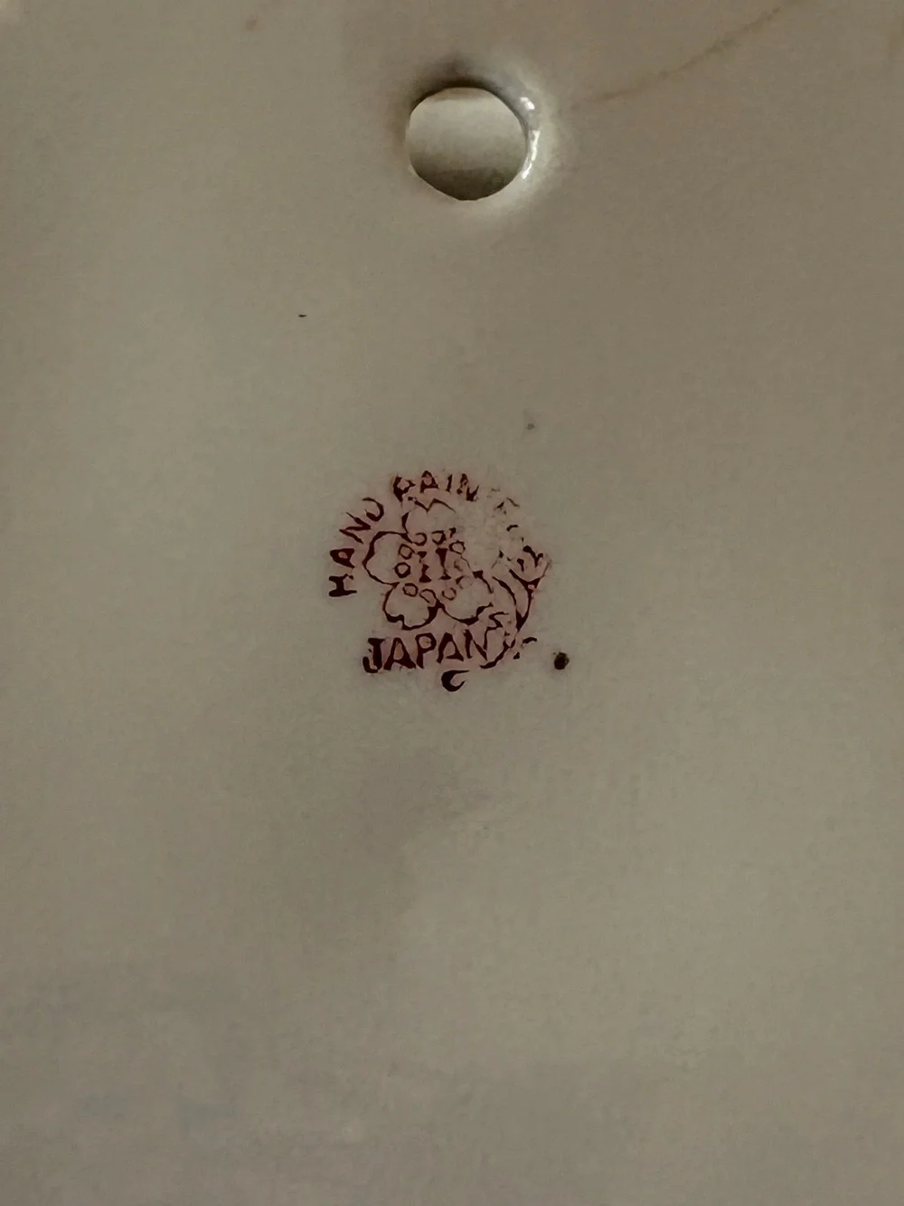 White Porcelain Wall Pocket Vase with Colorful Bird and Pomegranate Motif -Japan